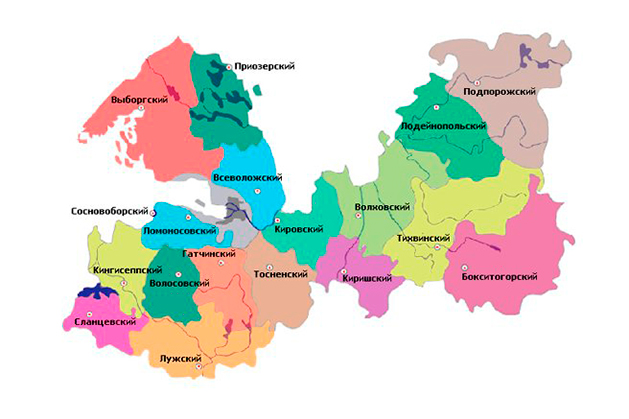 Карта административных районов санкт петербурга и ленинградской области